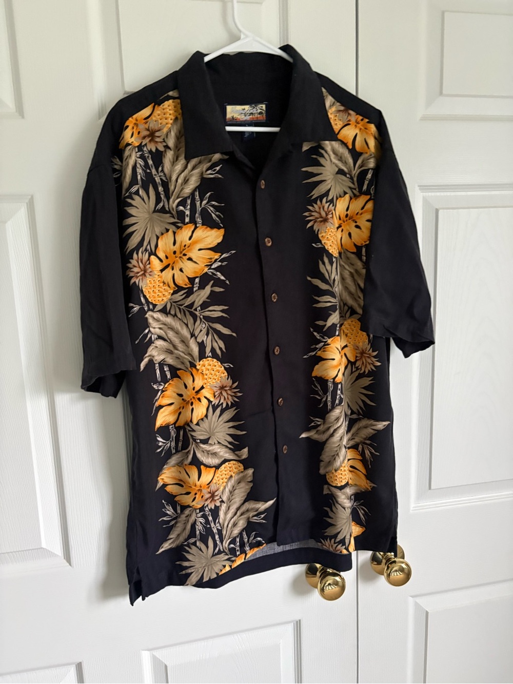 Havana’s Cafe Men's Black Tropical Print Short-Sleeve Button-Down Shirt - (L)